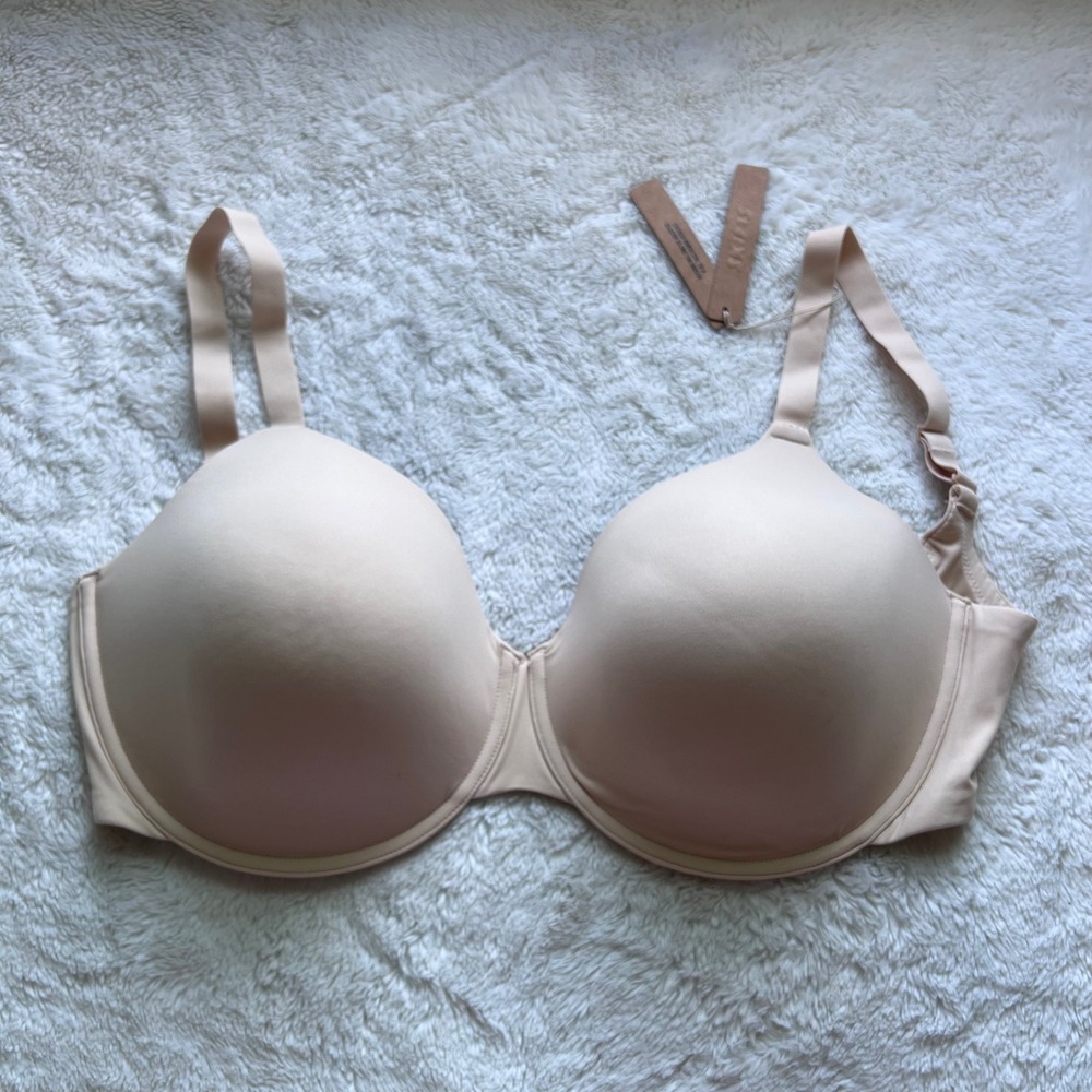 SKIMS Fits Everybody T-Shirt Bra Sand 36H Underwire Molded Cup BR-UWR-2294 NEW - Picture 1 of 10